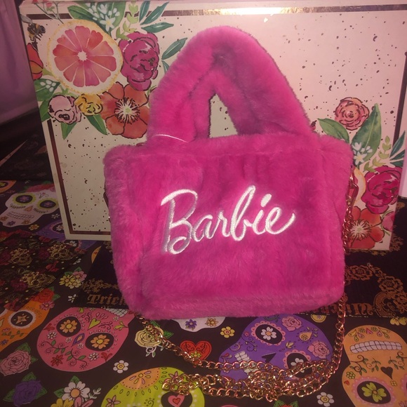 limited edition Barbie x Skinny Dip Pink Faux Fur Mini Crossbody Handbag! This - Picture 7 of 10